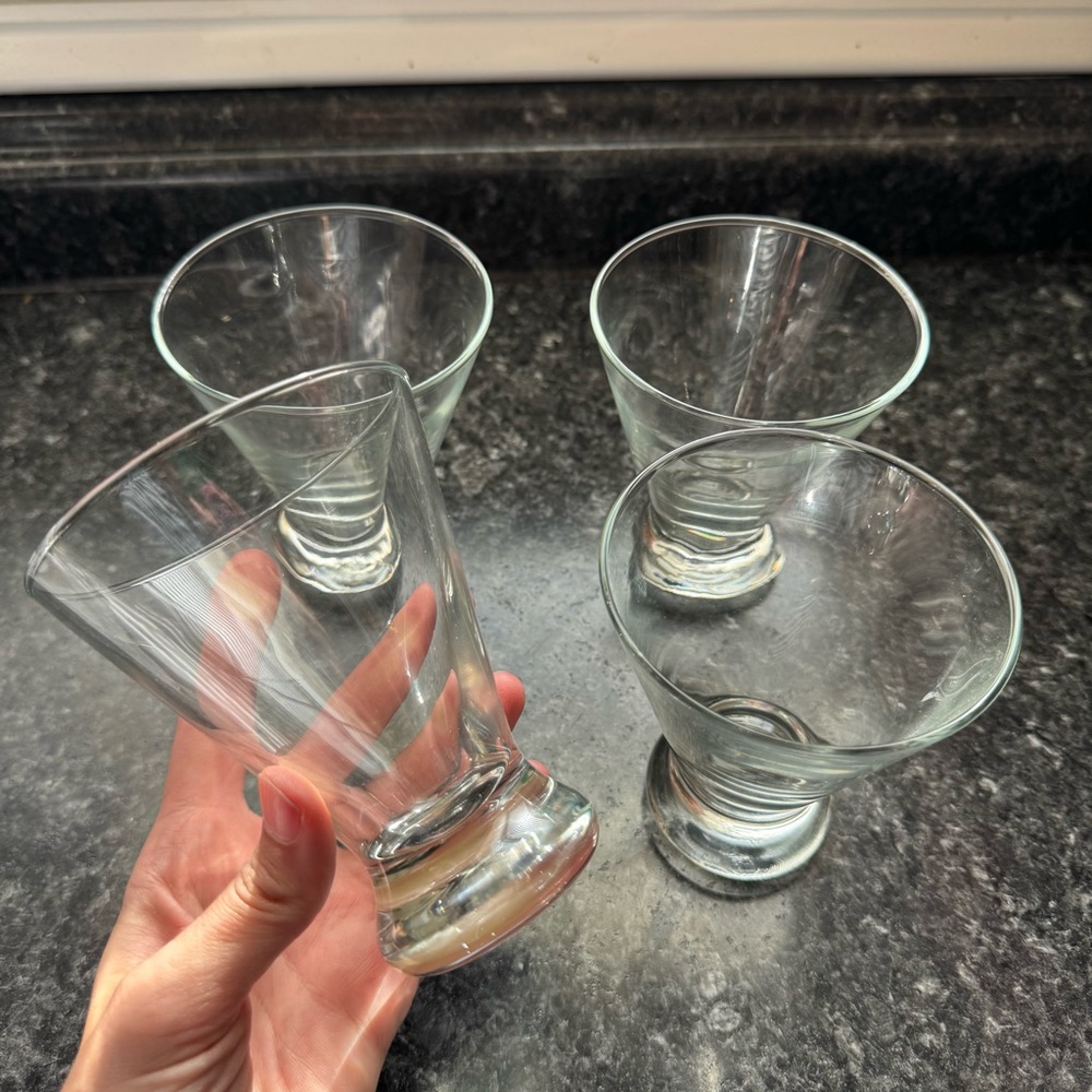 Set of 4 Clear Glass Stemless‎ Lowball Martini Glasses
